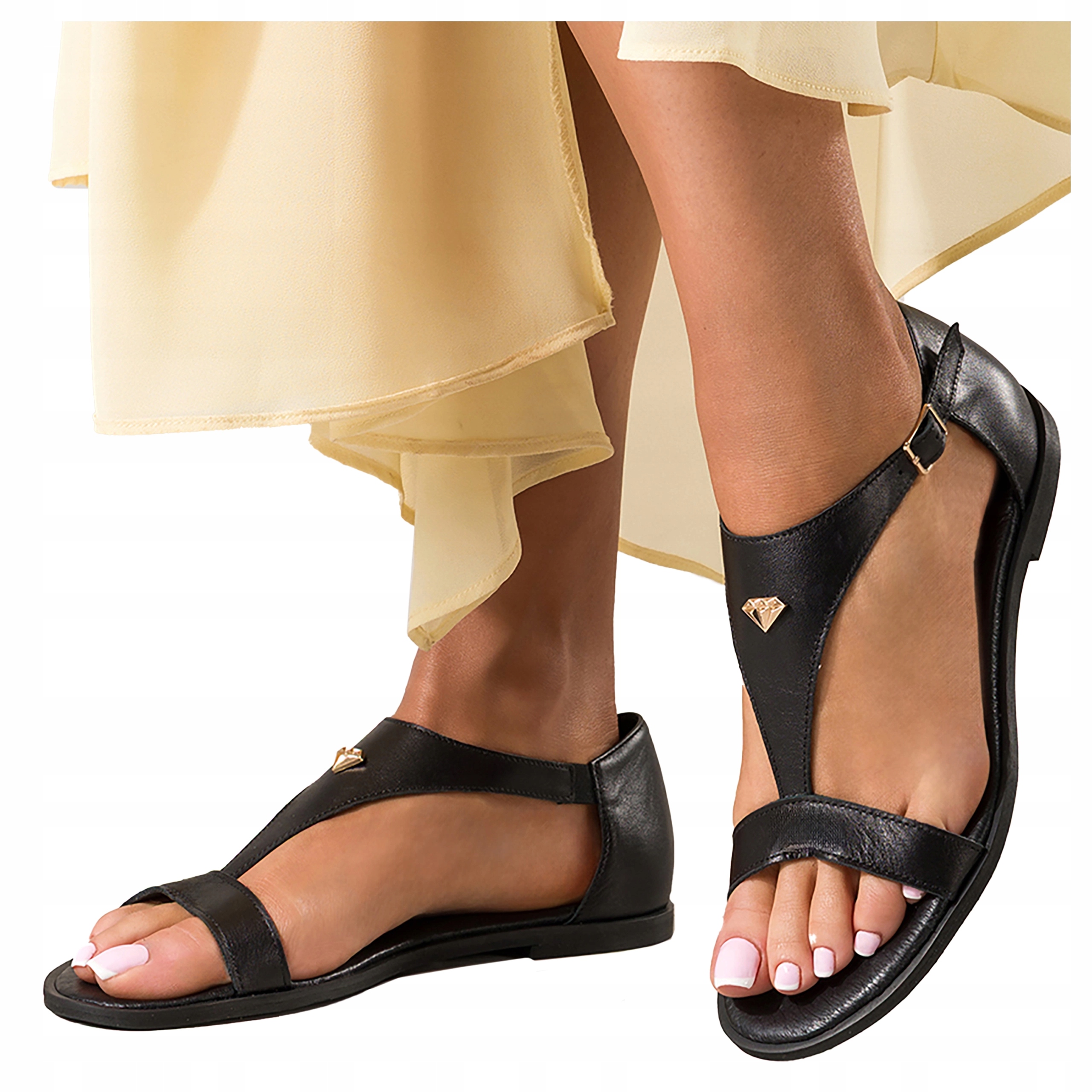 Černé dámské Sandály Polský Výrobek Přetíratelné Pohodlné Kožené vel. 40