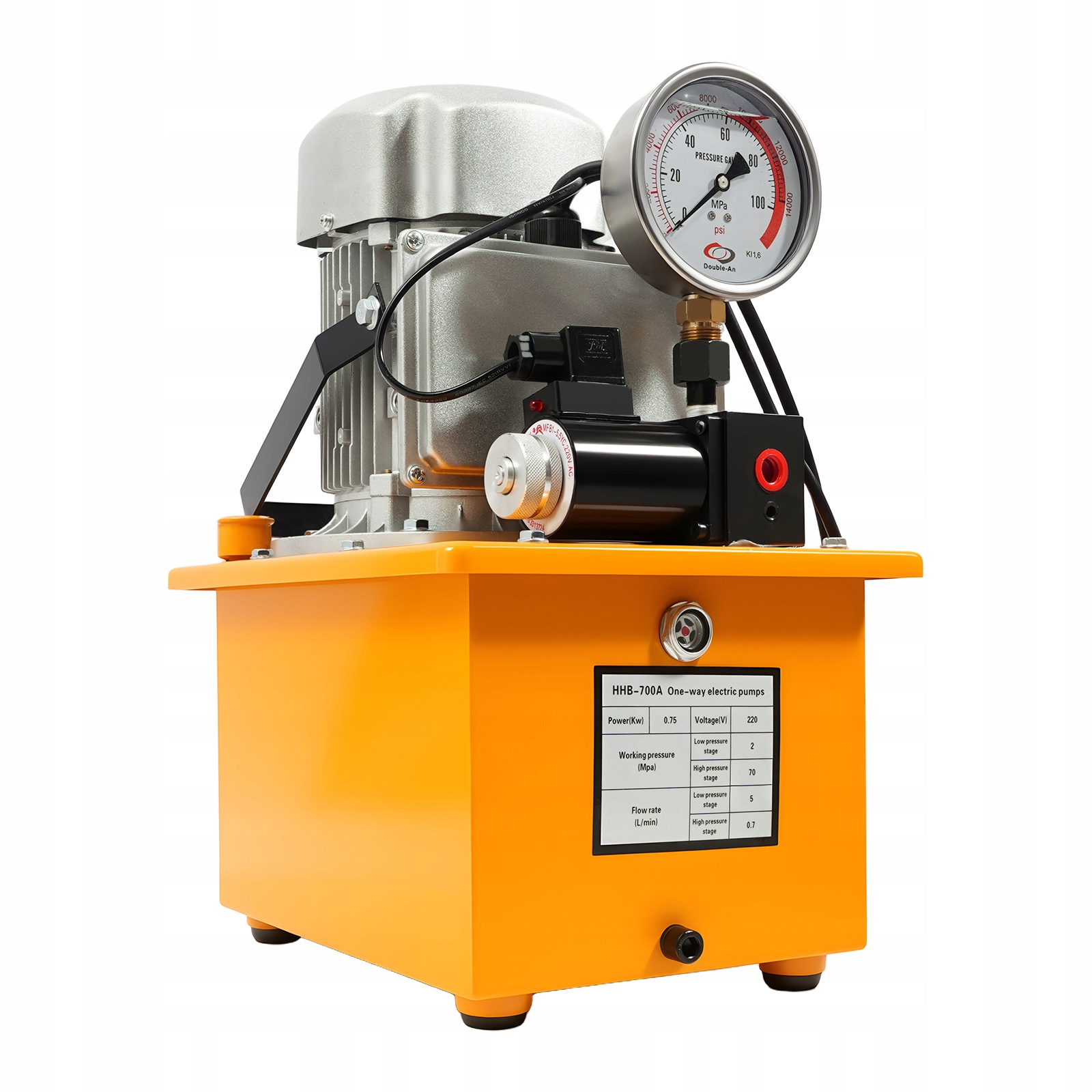 750 W 2-70 Mpa 7 L Elektrické Hydraulické Čerpadlo 0.9-5 L/min 1400 Ot/min