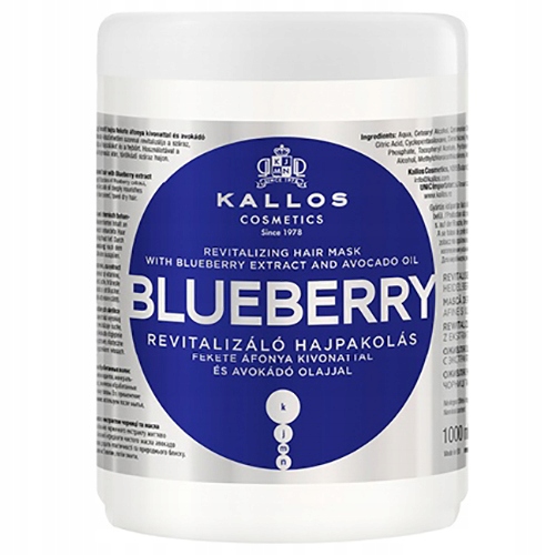 KALLOS BLUEBERRY MASKA REWITALIZUJĄCA DO WŁOSÓW ESKTRAKT Z JAGÓD 1000ML