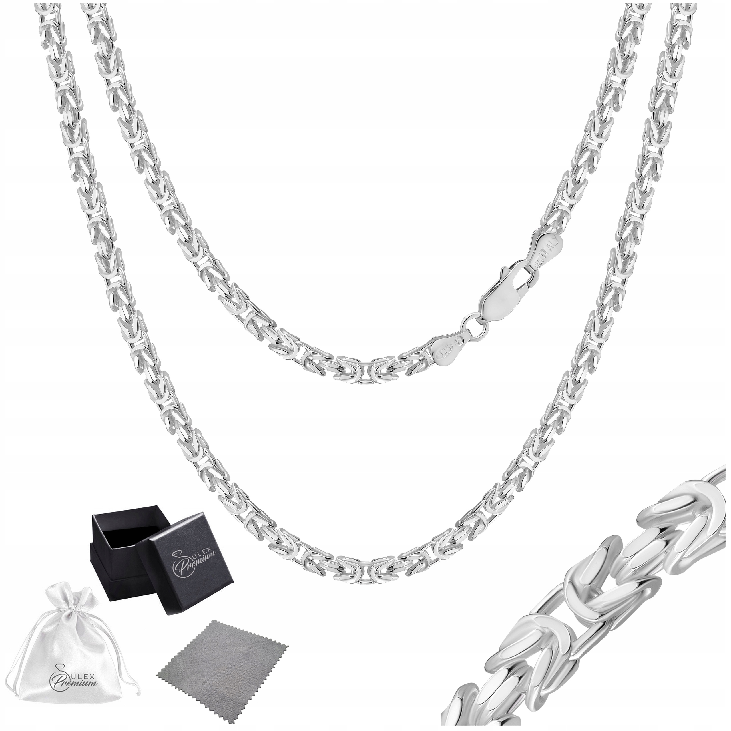 Stříbrný řetízek 925 Dámský Byzantský královský diamantový 50 cm x 3 mm