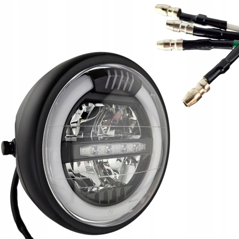 Reflektor 175 mm O- Led čierny Homologácia E8 kovové puzdro