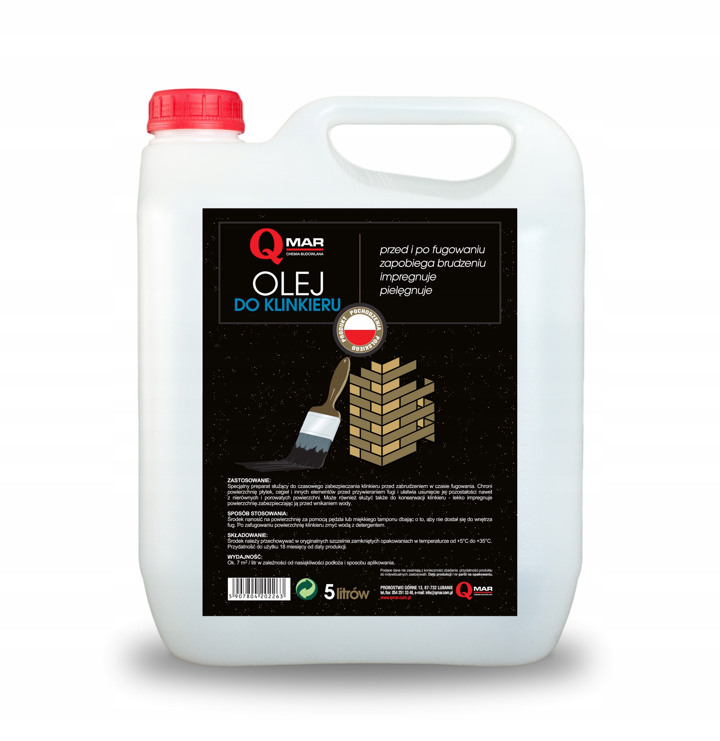Impregnat Do Klinkieru Mrozoodporny Hydrofobowy Zapobiega Brudzeniu 5L Qmar