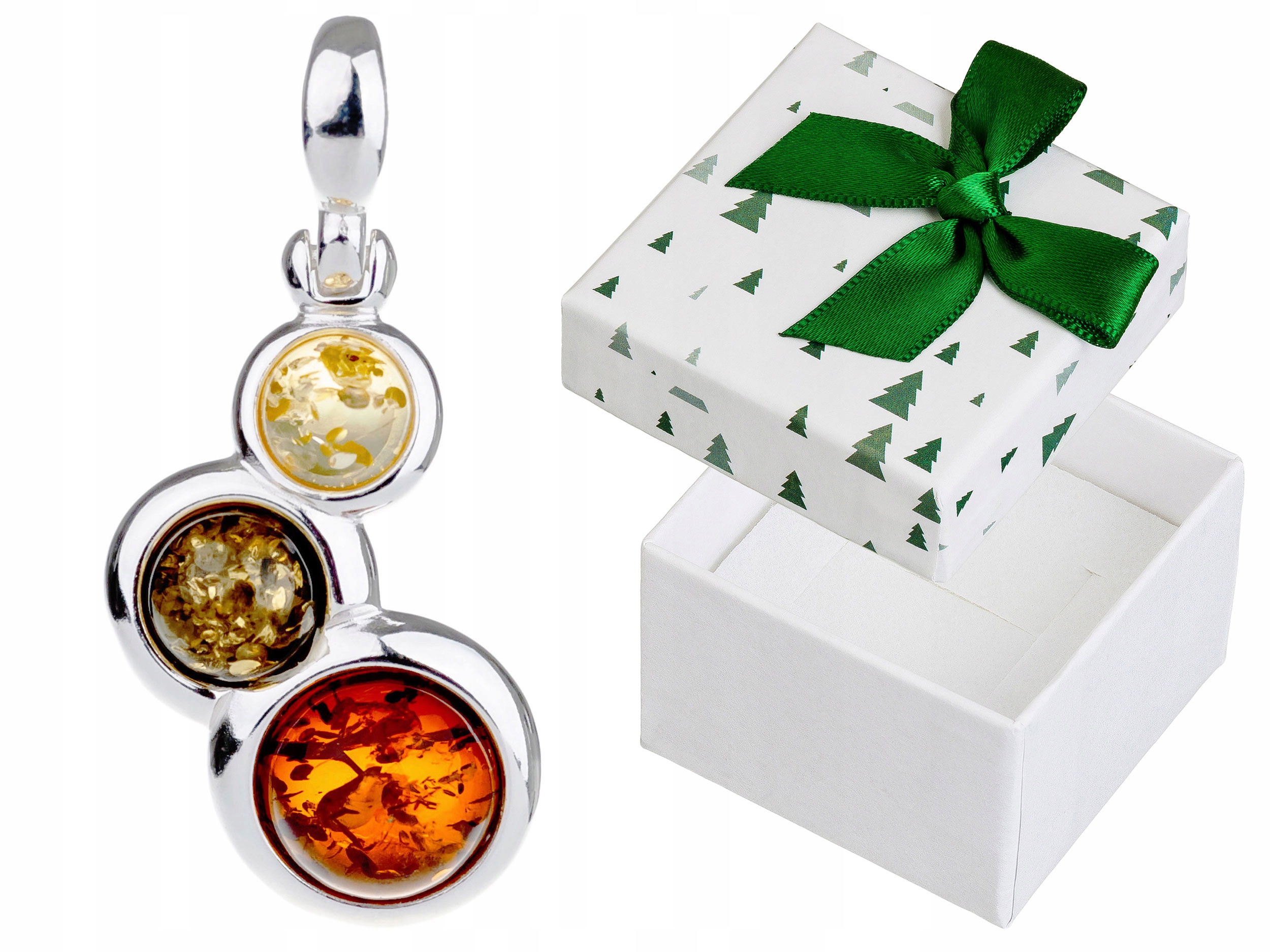 Stříbrný přívěsek Barevné kroužky s jantarem Dámský Přívěsek Kolečka Kolečko