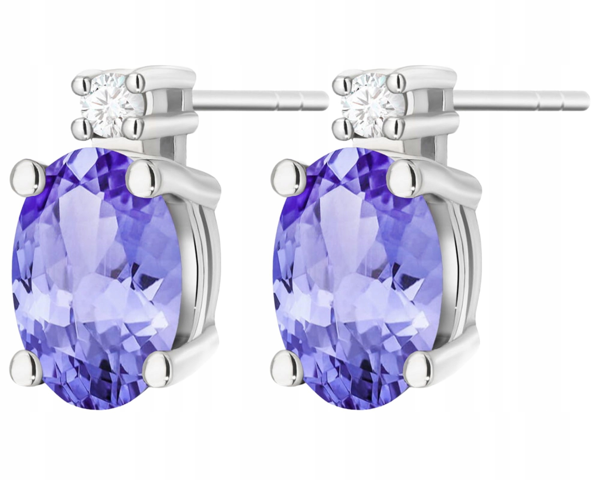 Náušnice s brilianty a tanzanitem, tyčinky, obchod