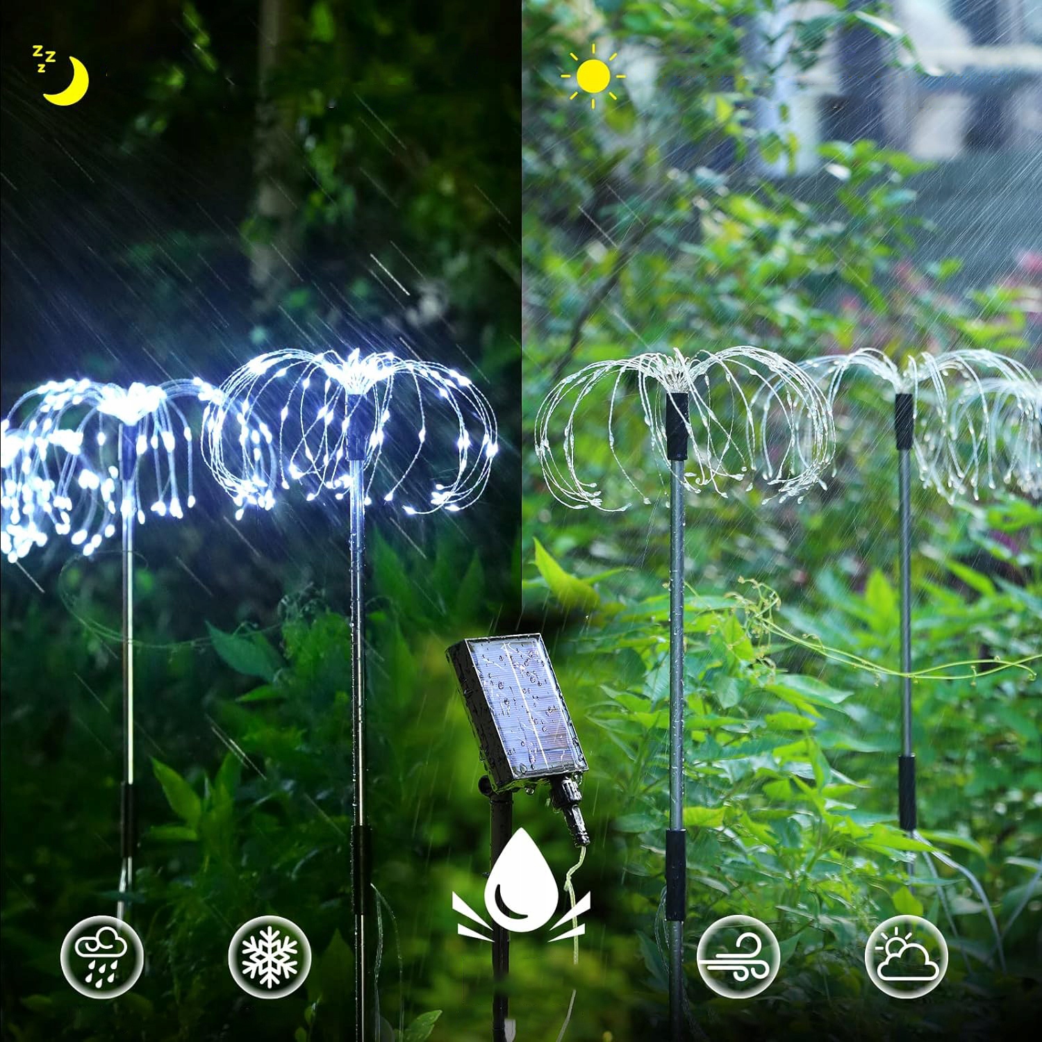 4SZT LAMPKI SOLARNE OGRODOWE DMUCHAWCE FAJERWERKI OZDOBA 480 LED+PILOT Kolor dominujący biały