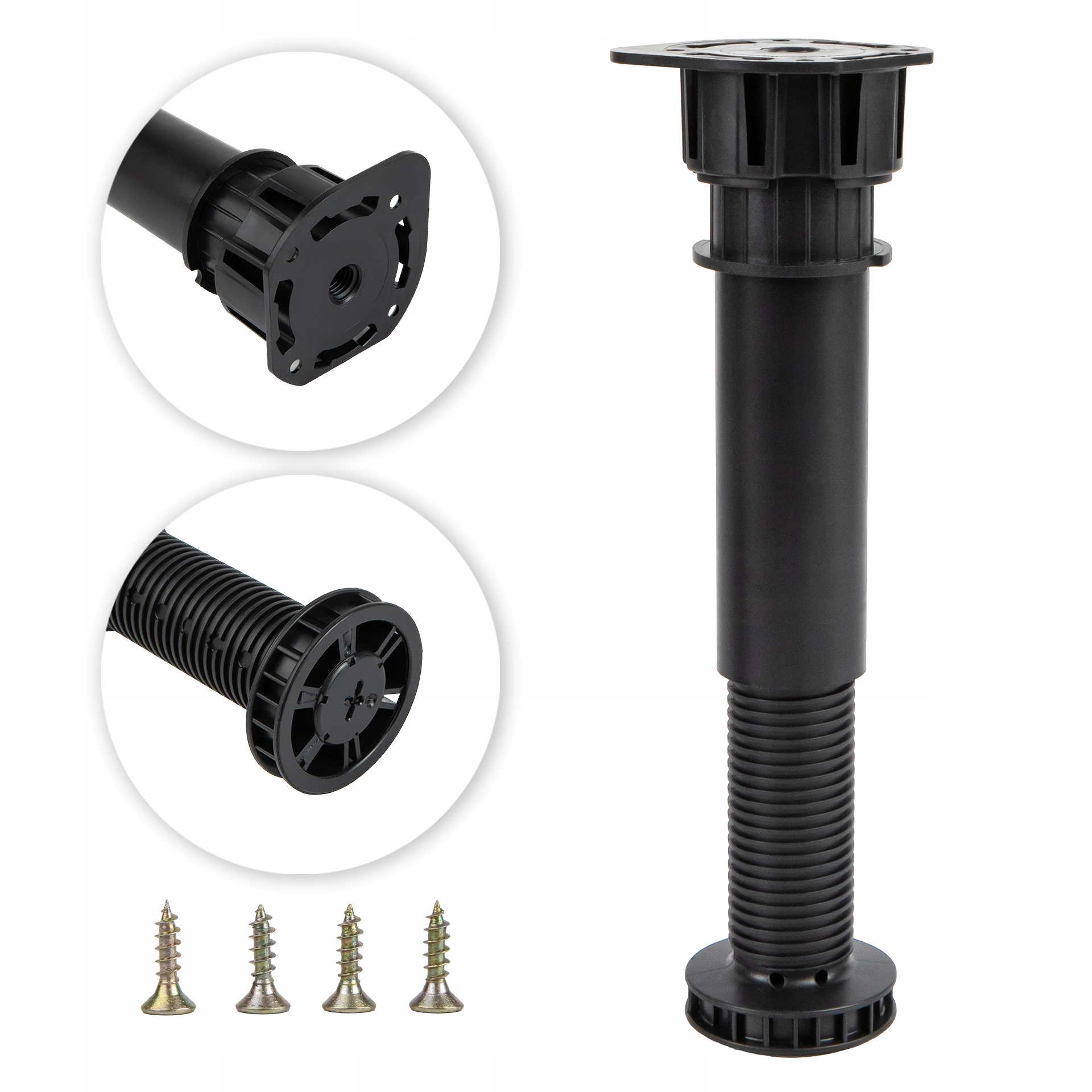 Zosilnená nábytková noha H-190 mm (125-200 mm) Nosnosť 400 kg Skrutky 50 ks