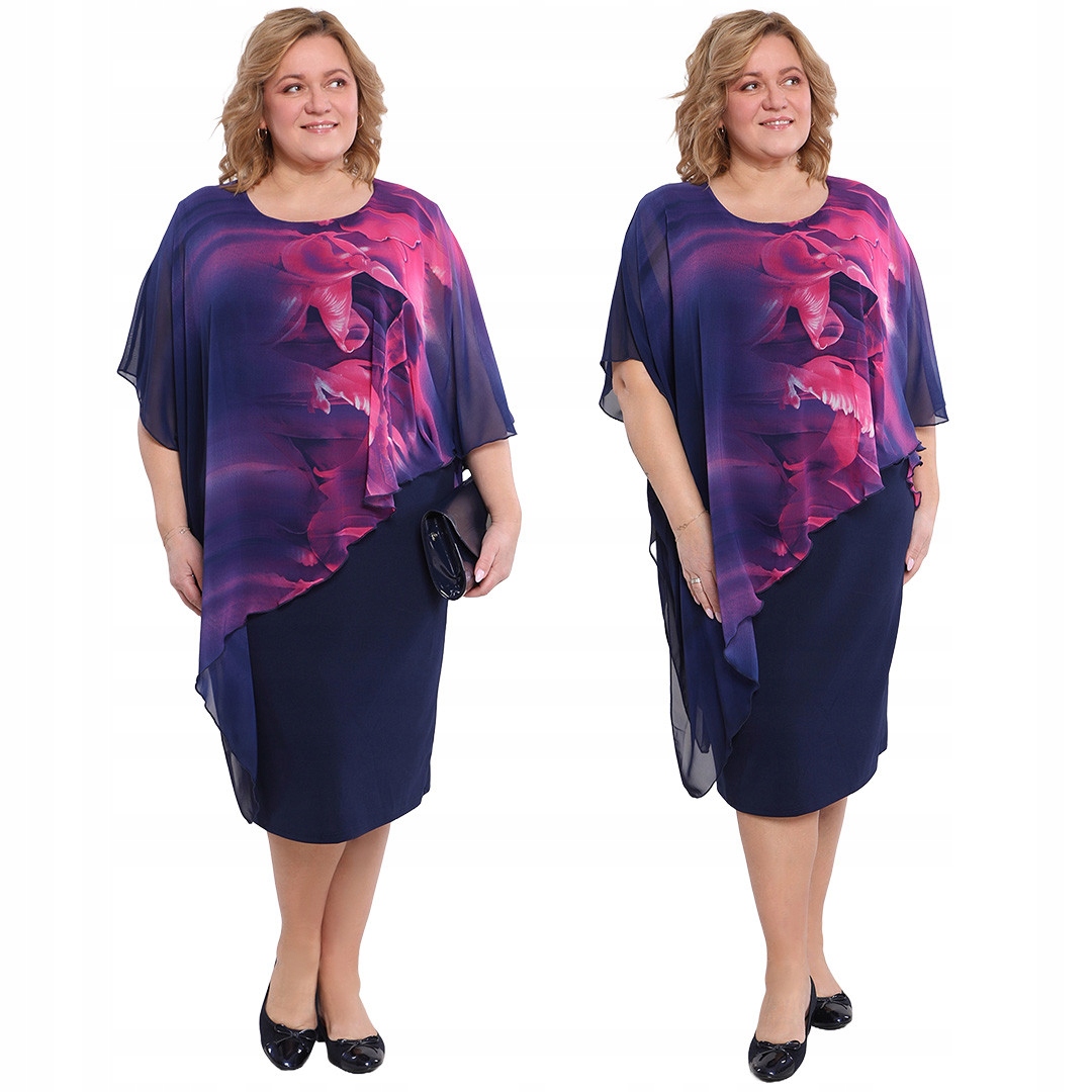 Tmavě modrá šaty s růžovým vzorem 62