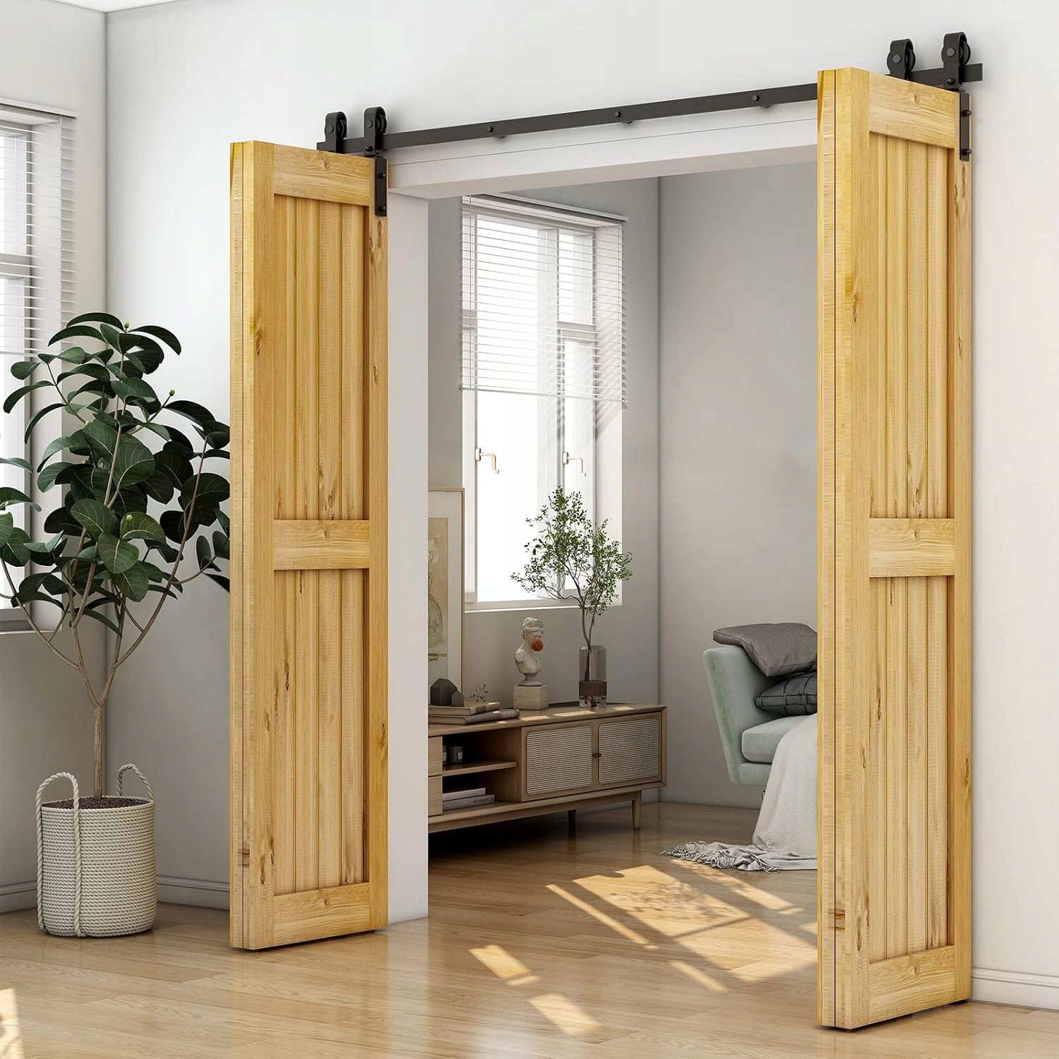 Koľajnica na posuvné dvere Bonikluba 203 cm čierna, sada na 4 dvere X410