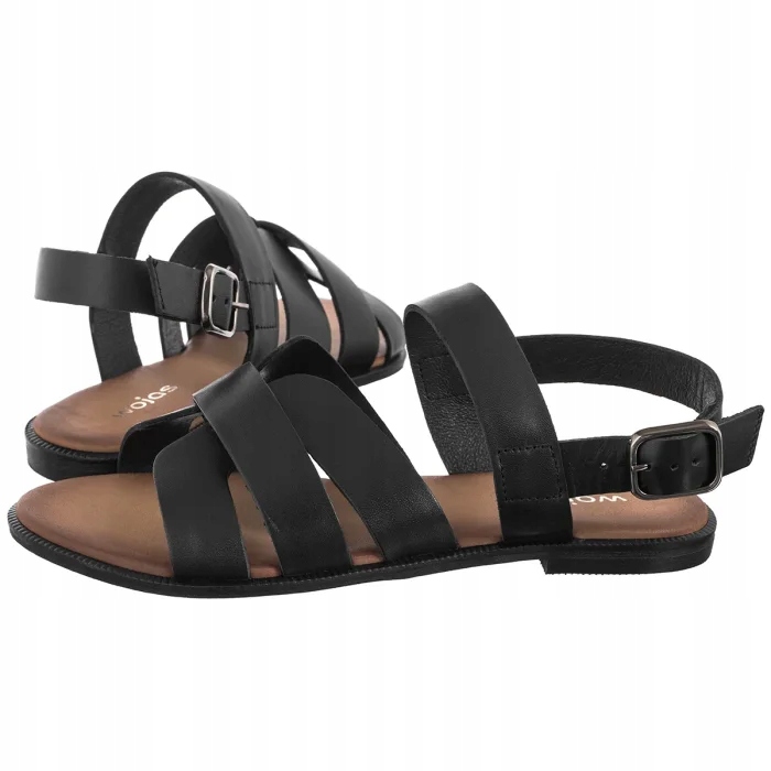 Dámské kožené sandály Wojas černé 76210-51 černé