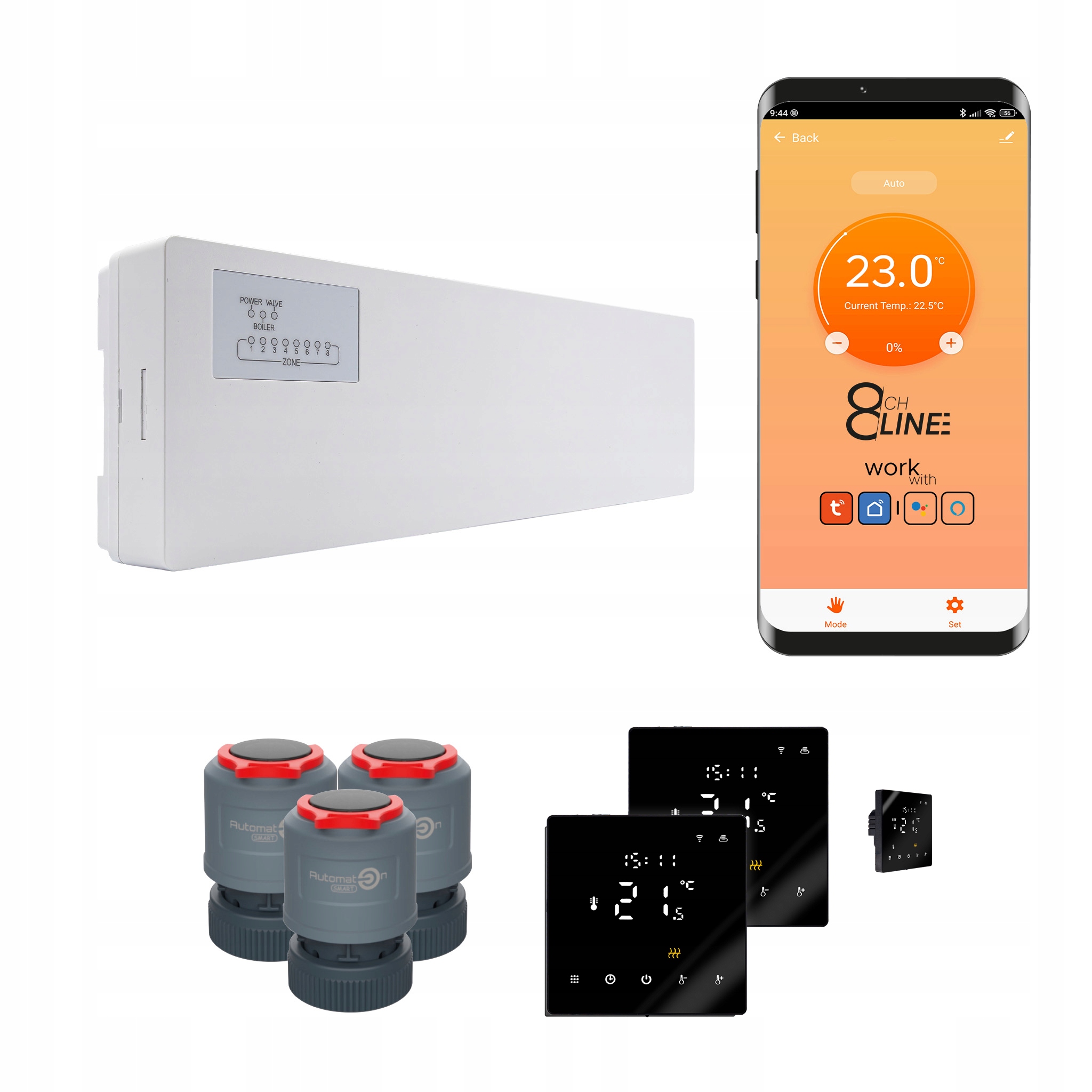 Súprava prívodov na vykurovanie Line 3 izieb termostat PRO3 Zigbee čierna