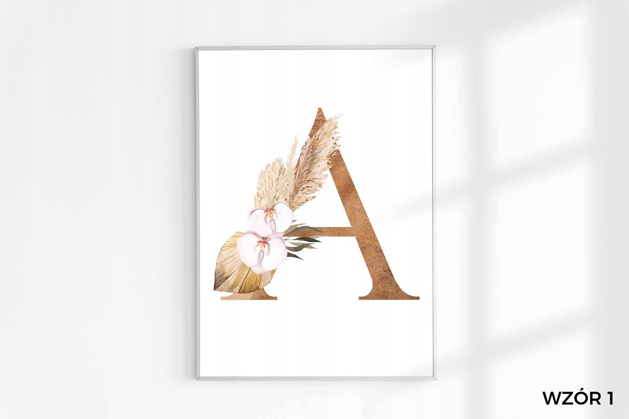 Plakaty A4 dla dzieci zestaw boho litera imię data Szerokość produktu 21 cm