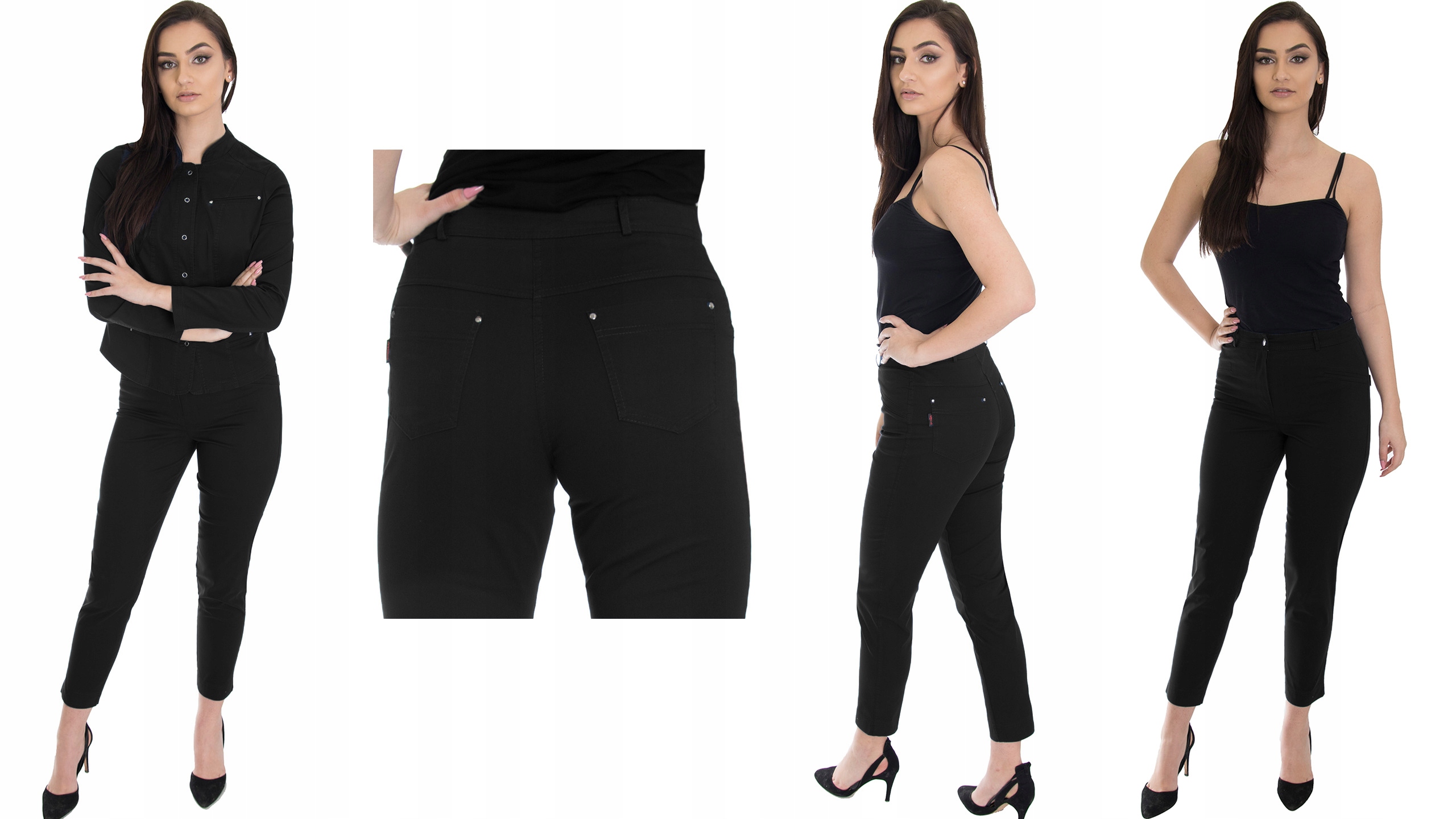 k20 SPODNIE CYGARETKI Wysoki Stan KOLORY r.40 Wzór dominujący bez wzoru