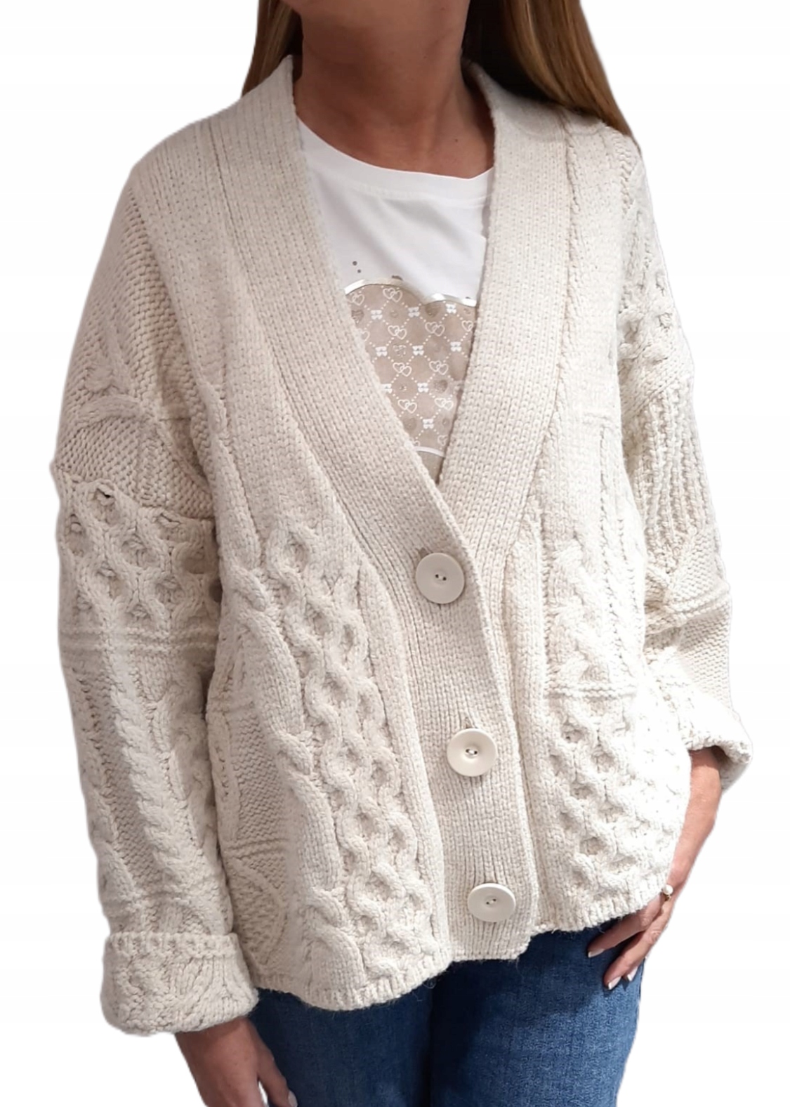 Cocomore Rozpínací svetr Kardigan Světle béžový New