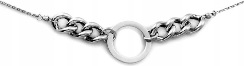 Stříbrný náhrdelník 925 s velkými články a kolečkem, moderní vzor stříbro