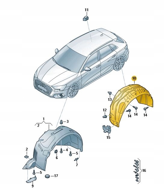 NADKOLE BŁOTNIKA OSŁONA TYLNE LEWE AUDI A3 S3 RS3 8Y ORYGINAŁ OD ASO