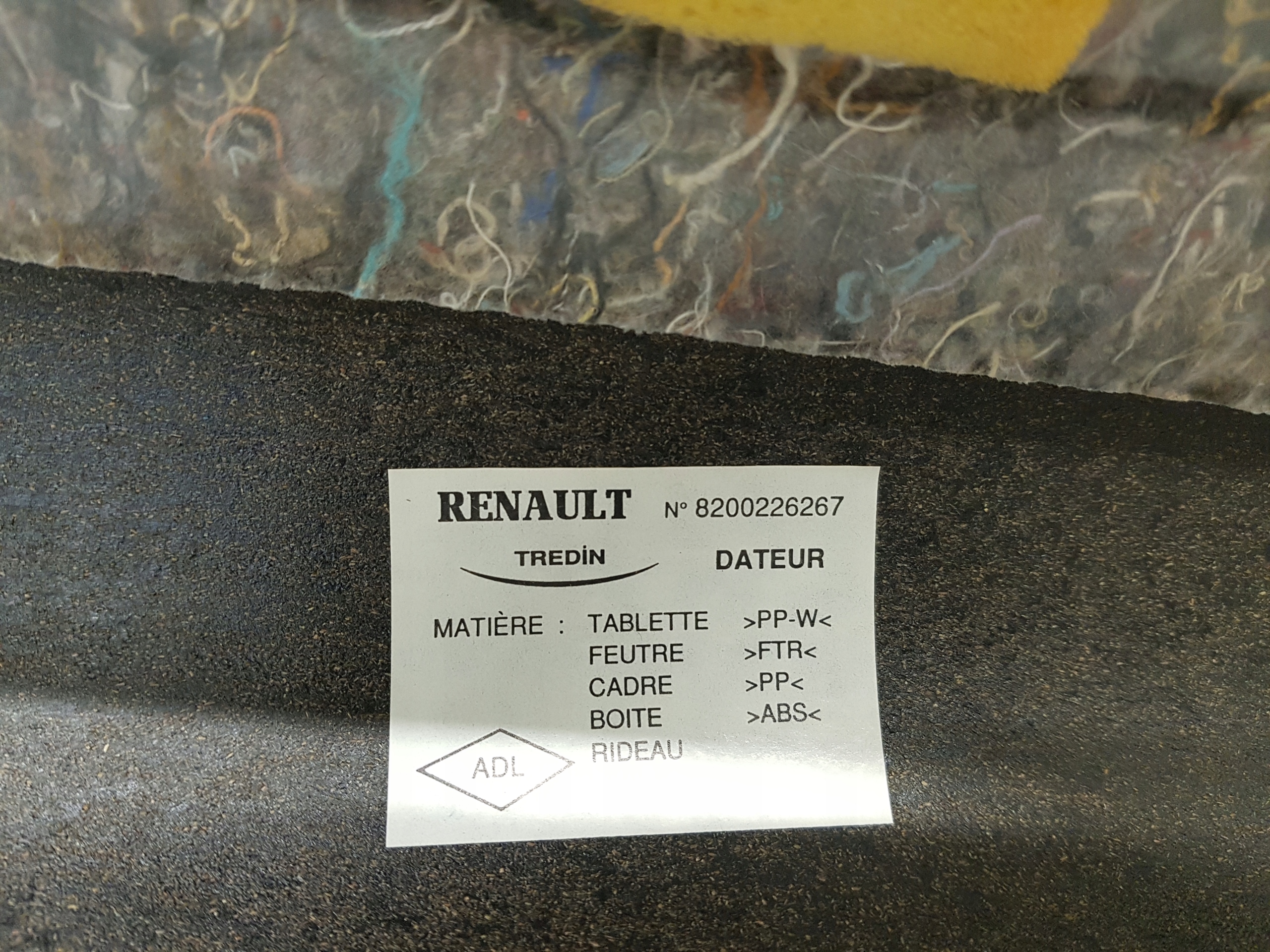 plato rear part rear boot RENAULT MEGANE 2 8200226267