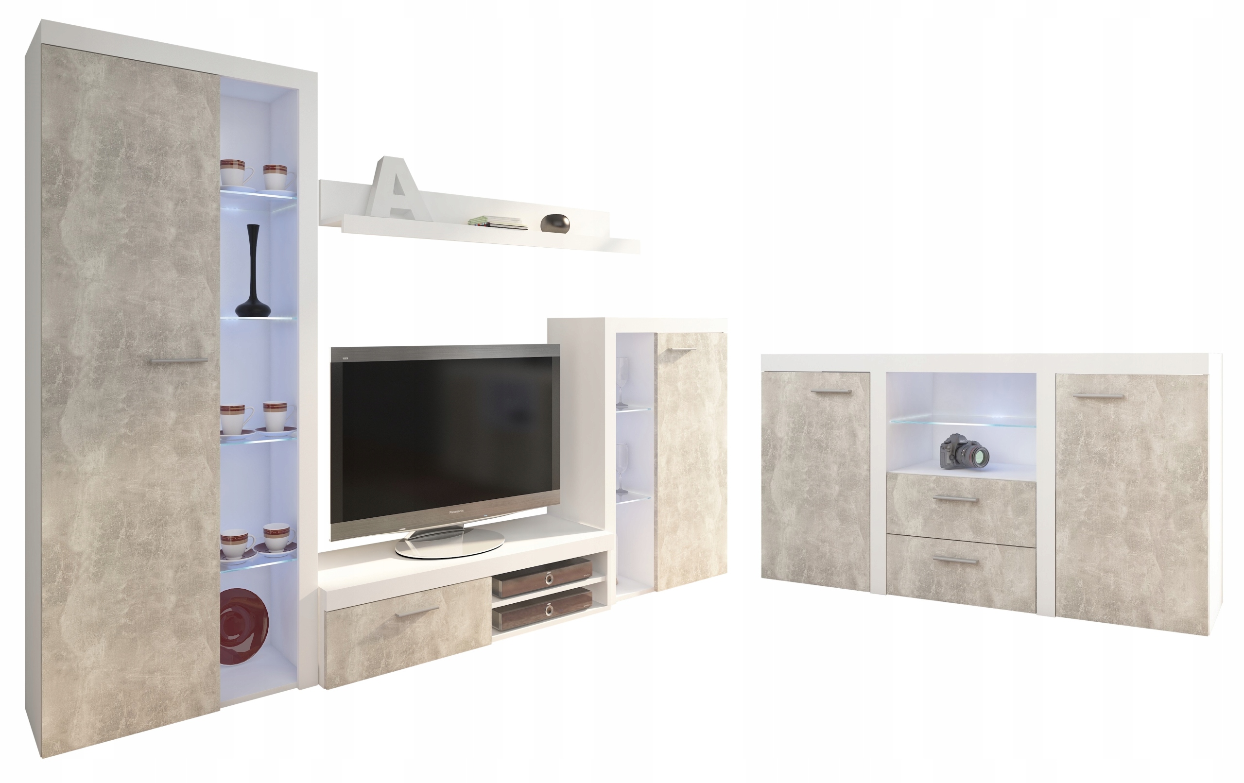 Meblościanka + KOMODA RUMI DĄB LEFKAS Wybór Koloru Kolor frontów dąb lefkas