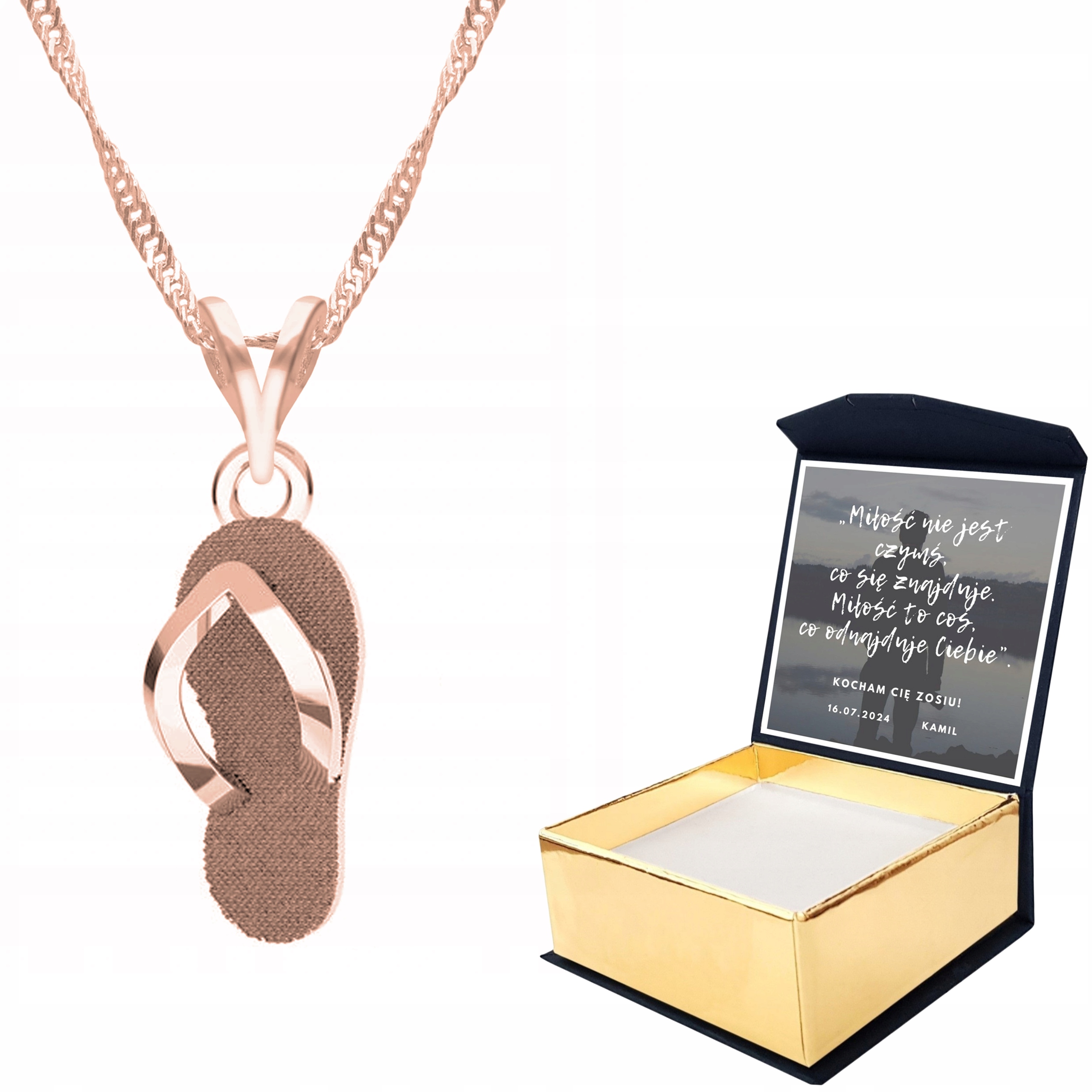 Náhrdelník růžové zlato Boty Japonky Vlastní Potisk