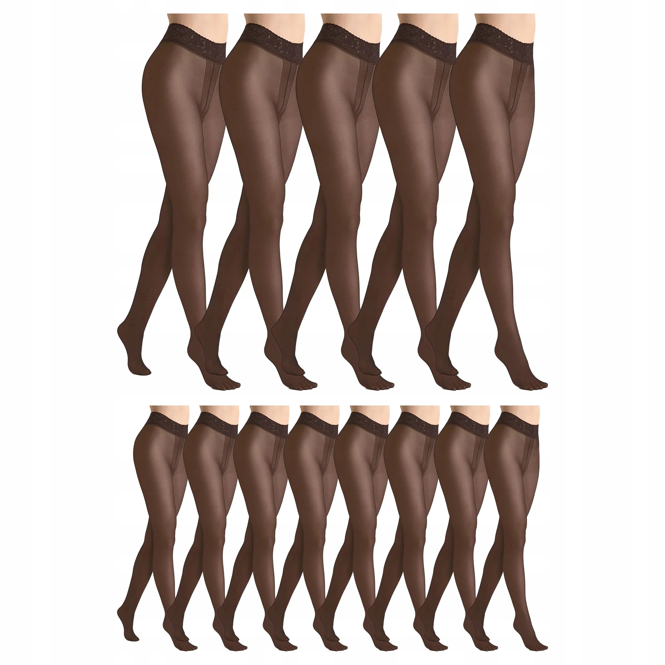 13 x Punčocháče 30 den bez kalhotek s krajkou Erotic Silk Marilyn Bronzo 5-XL