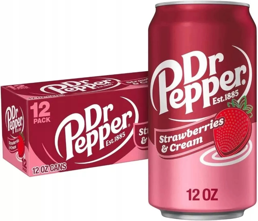 Levně 12 x Nápoj Dr Pepper Strawberries Cream Jahodový 355 ML Přímo Z Usa