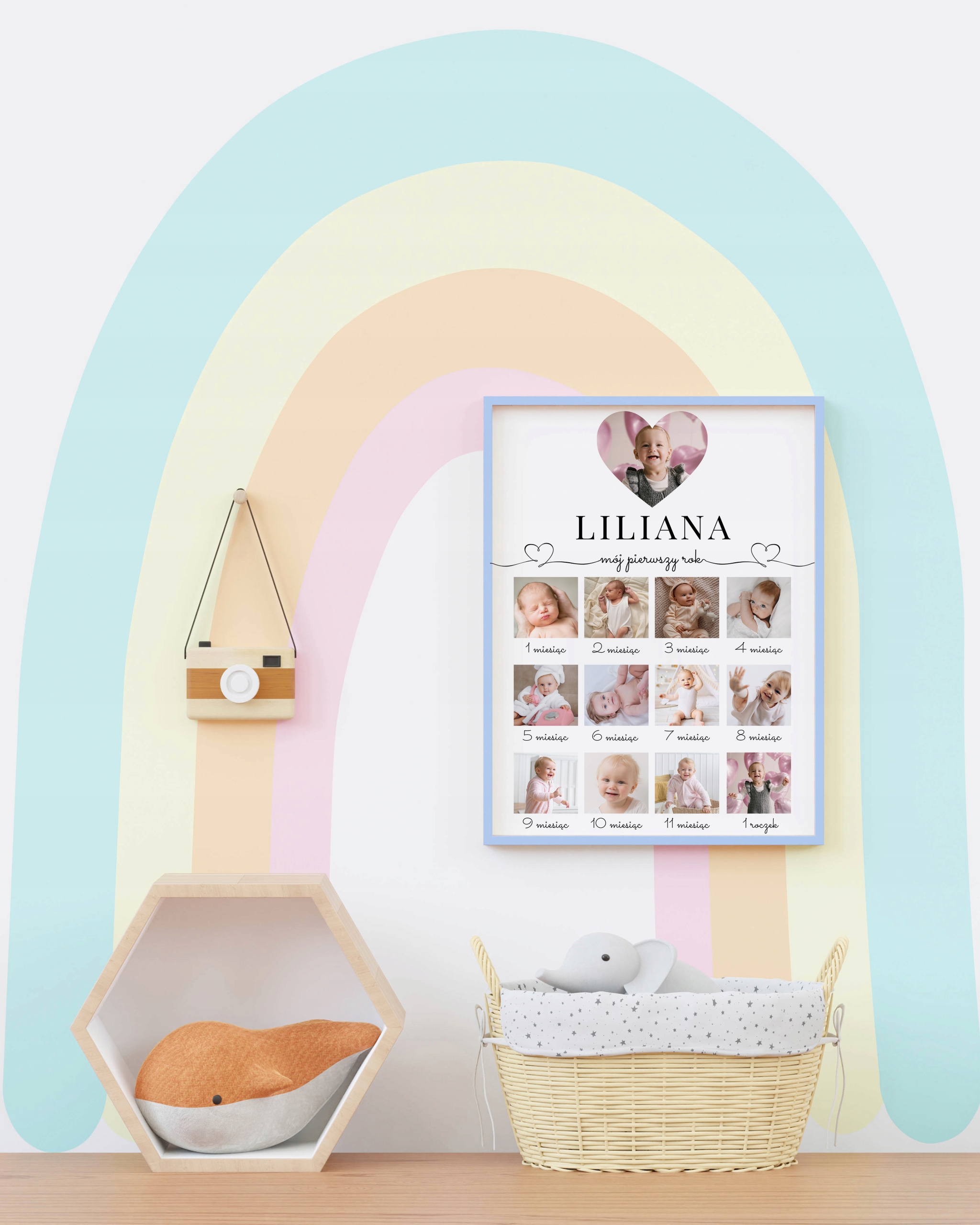 PLAKAT 70x50cm ROCZEK DZIECKA Prezent Twoje Zdjęcia Foto Kolaż Twój Tekst Wysokość produktu 70 cm