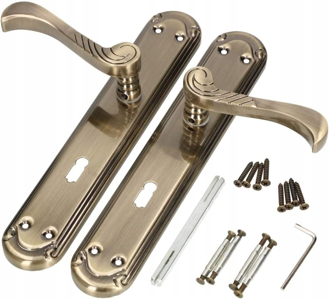 KLAMKA DRZWIOWA PATYNA DŁUGI SZYLD DRZWI 72 KLUCZ