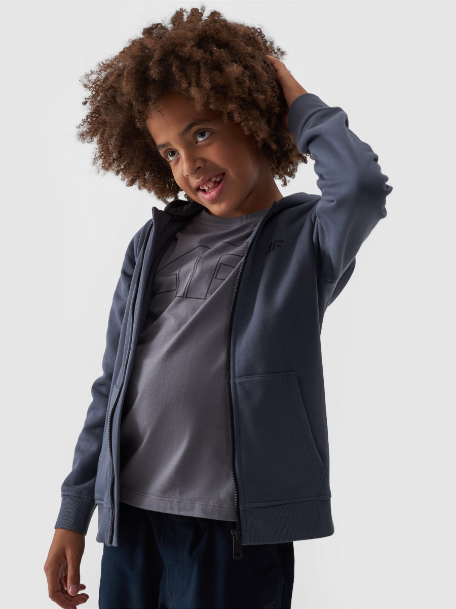 Chłopięca bluza dresowa rozpinana z kapturem 4F 4FJWMM00TSWSM1295 - szara Płeć nie dotyczy