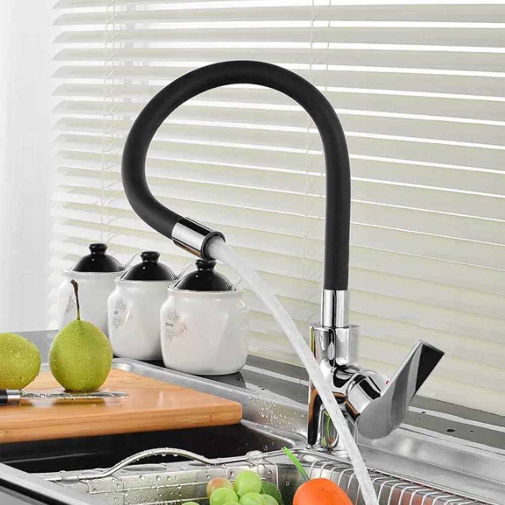 CZARNA BATERIA ZLEWOZMYWAKOWA KUCHENNA UMYWALKOWA ELASTYCZNA WYLEWKA KRAN EAN (GTIN) 5904121946634