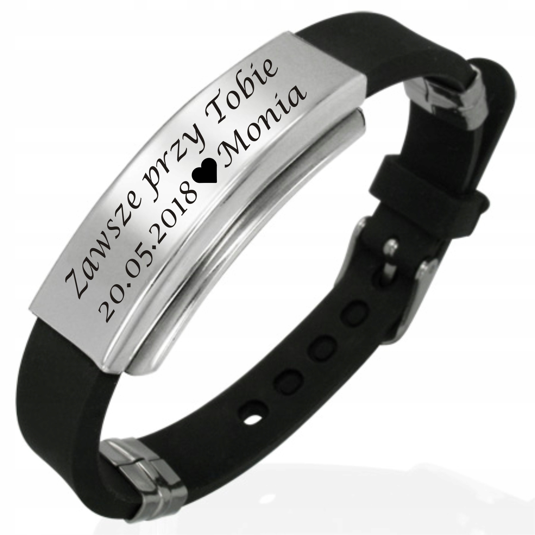 

Bransoletka Kauczuk+stal Chirurgiczna Z Grawerem