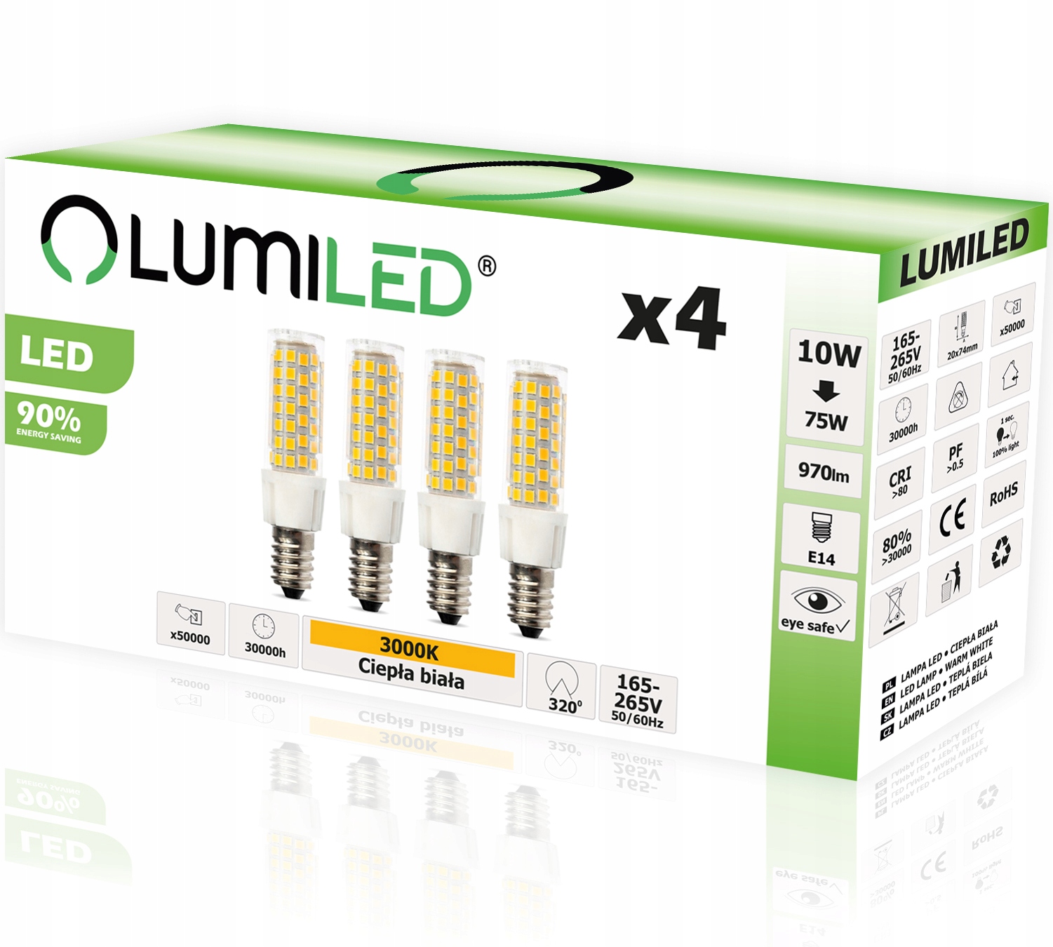 

4x Żarówka Led Lodówka E14 10W 970lm 3000K Lumiled
