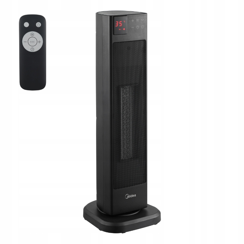 Termowentylator 2000W Z Termostatem Pionowy Z Pilotem 58cm Czarny Midea Dpm