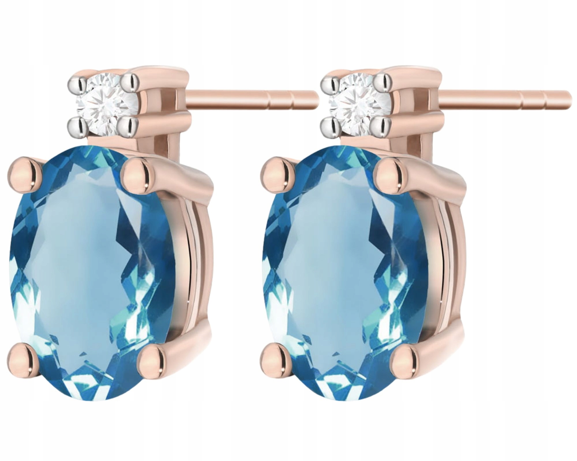 Růžové Zlato Náušnice S Topazem A Brilianty Zlato 585 14K Dárek Gravírování