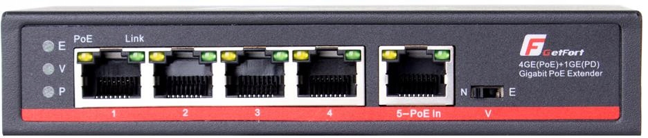 Switch 5 portový Gigabit 4x PoE do 250 m Getfort