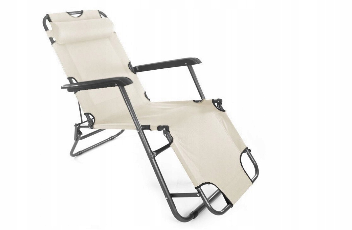 LEŻAK OGRODOWY FOTEL PLAŻOWY 178 cm Z PODUSZKĄ