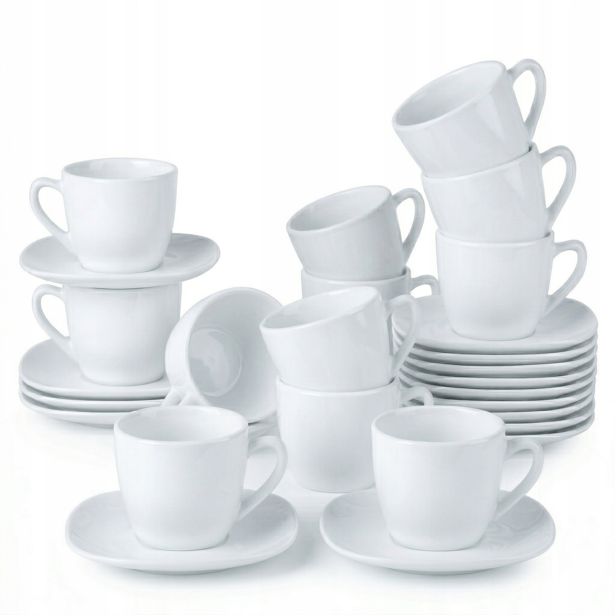 12 x Šálky na kávu bílé sada do myčky nádobí mikrovlnná trouba 220 ml podšálky