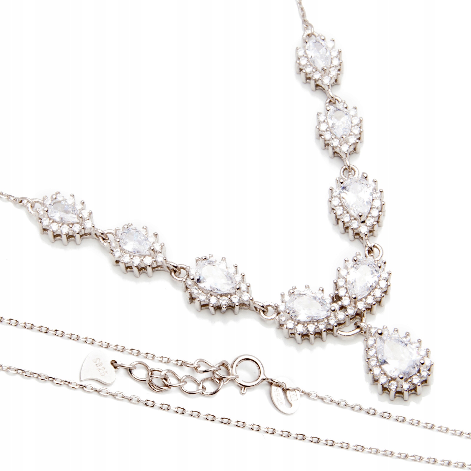 Stříbrný náhrdelník 925 s bílými zirkony, elegantní