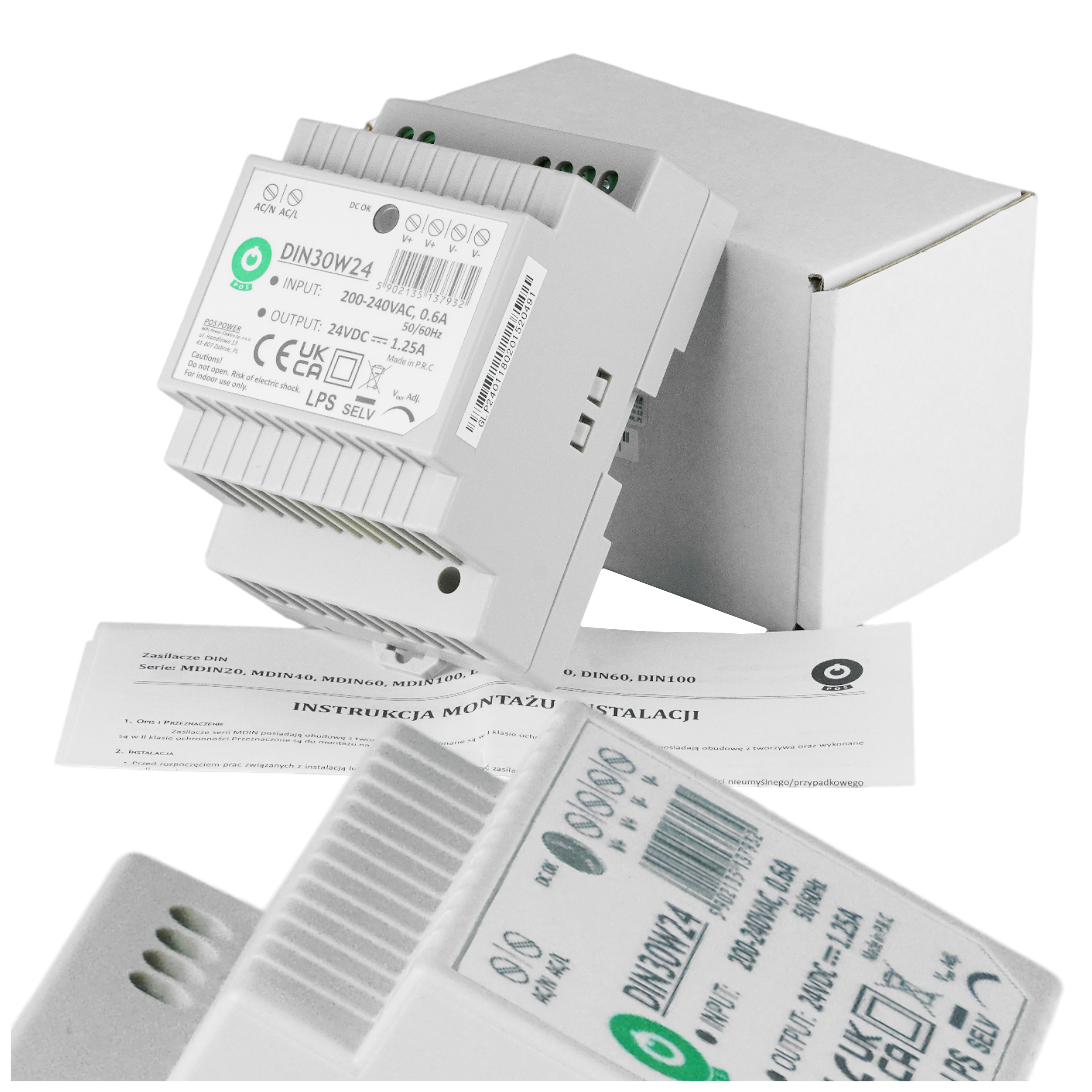 ZASILACZ NAPIĘCIOWY NA SZYNĘ DIN30W24 24V 1.25A 30W DO SYSTEMÓW LED