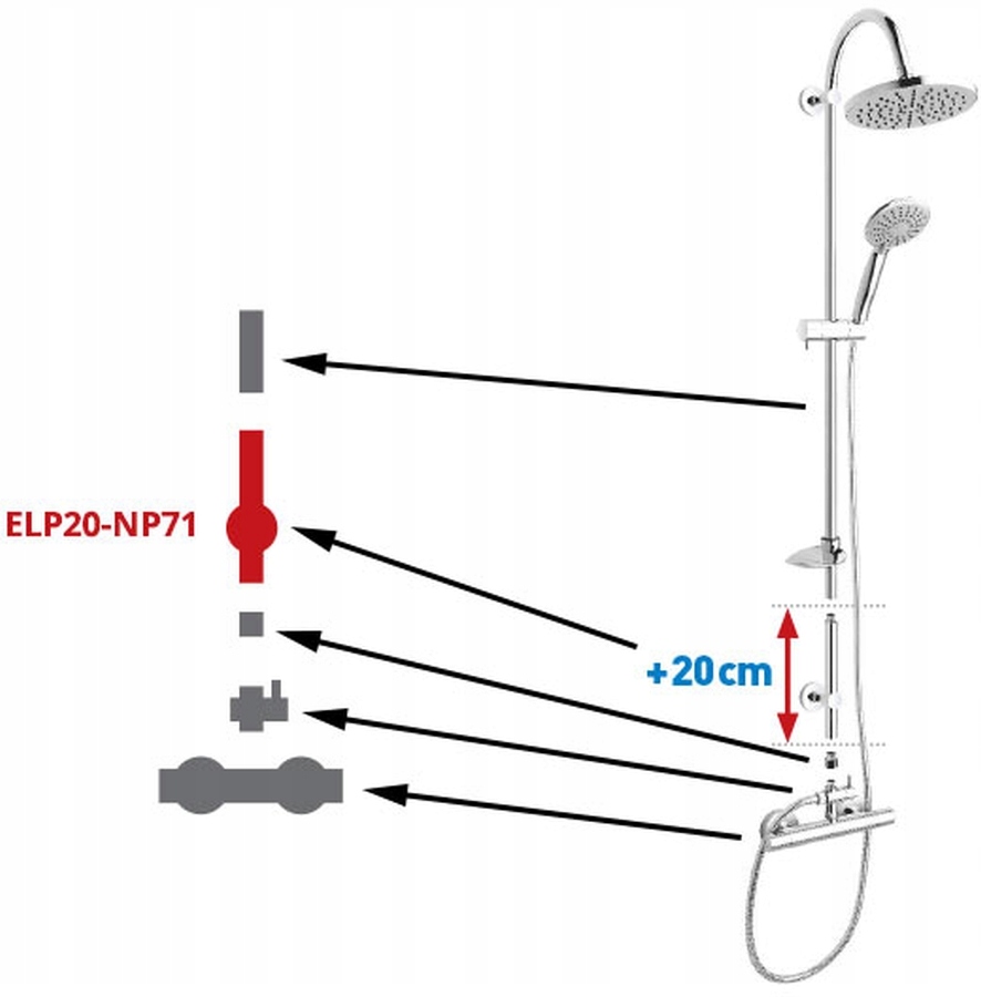 KOMPLET PRZEDŁUŻAJĄCY DRĄŻEK PRYSZNICOWY FERRO Marka Ferro