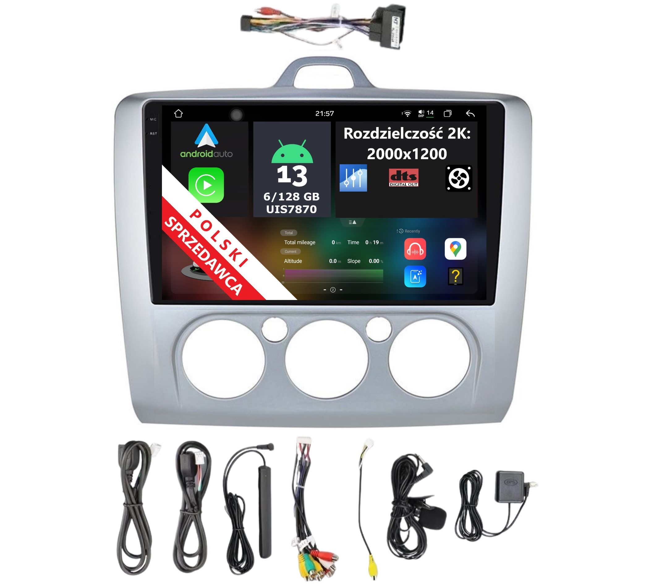 Navigace Rádio 2DIN Android Ford Focus MK2 6/128 Gb Dsp Dts Carplay Lte