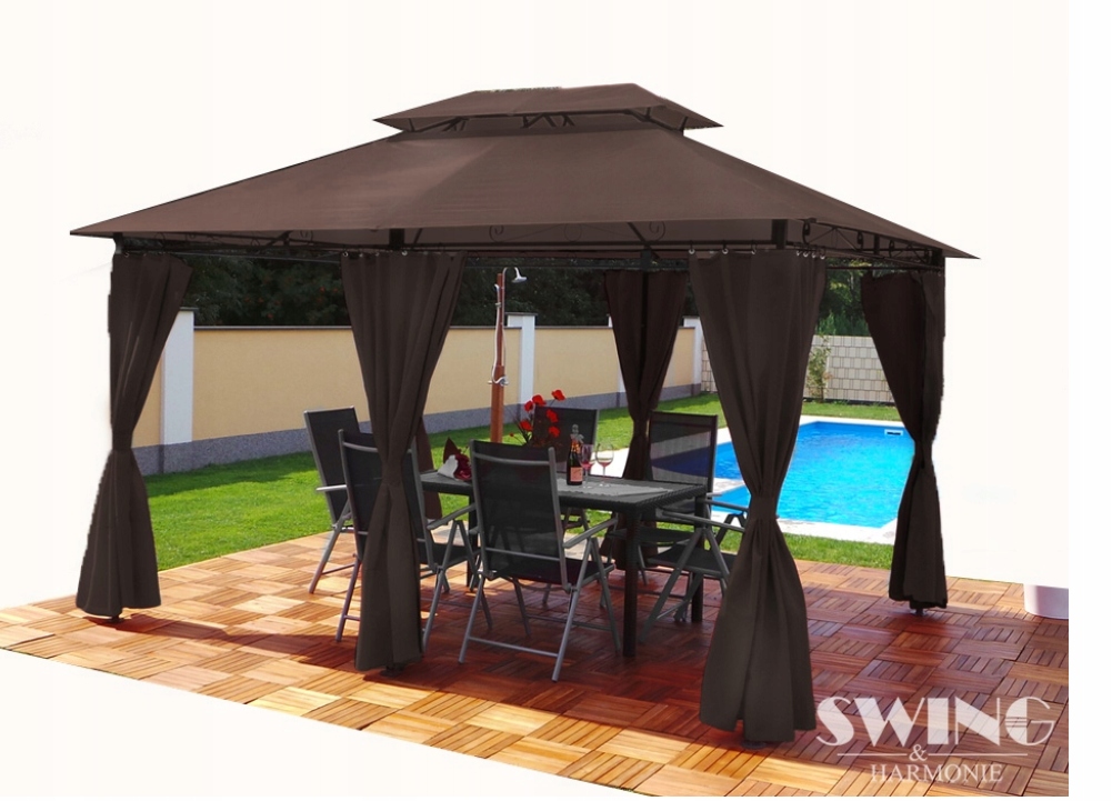 Minzo Záhradný Pavilón S Led Osvetlením, Hnedý