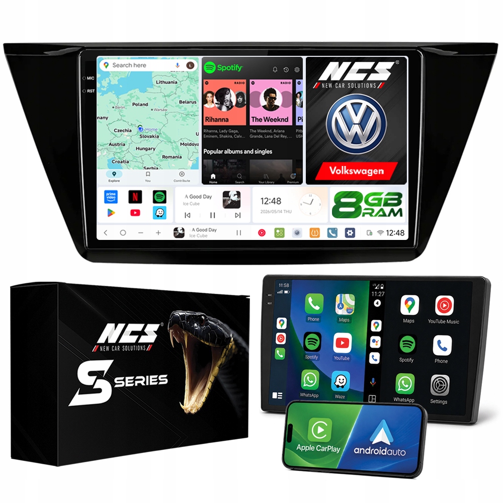 Rádio Navigácia Ncs DS10 Vw Touran III 2015-2020 Android 8GB Lte 10″