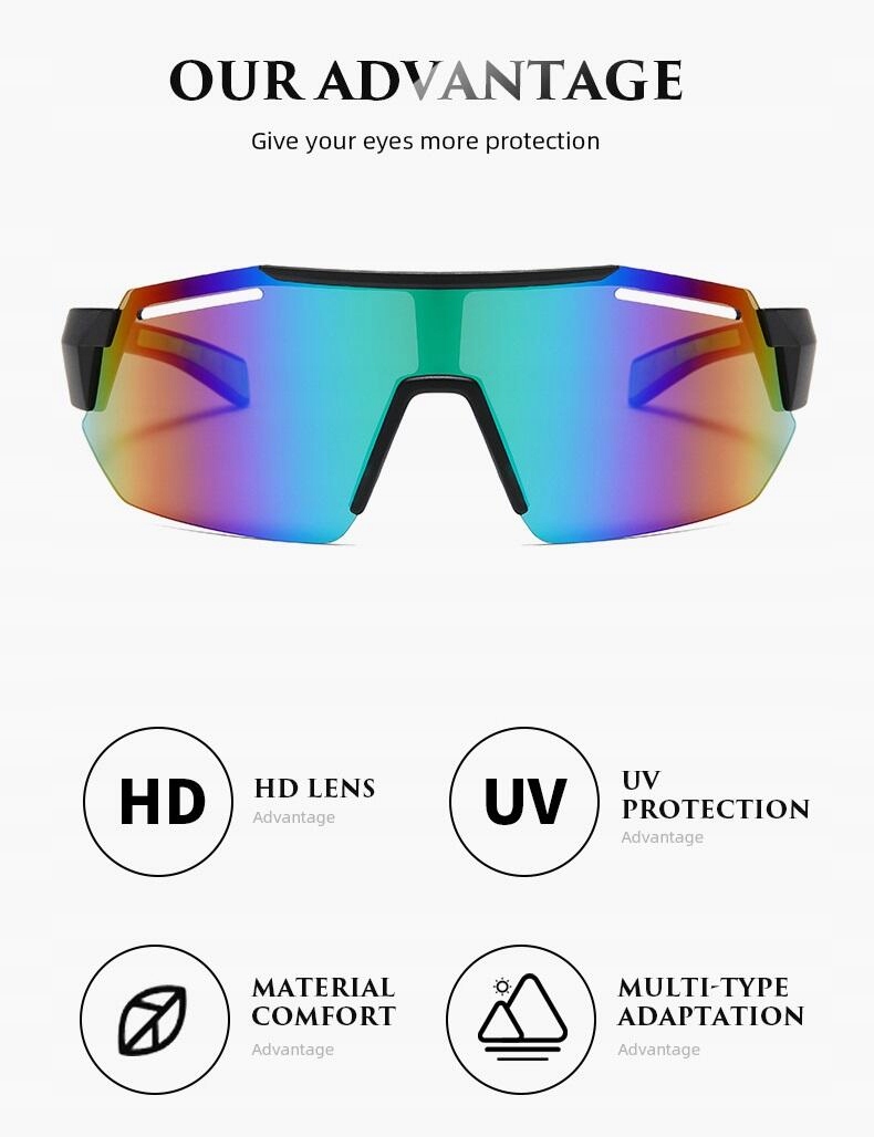 OKULARY Sportowe PRZECIWSŁONECZNE Elastyczne Filtr UV400 BLACK/GREEN + ETUI Model SVM-10B