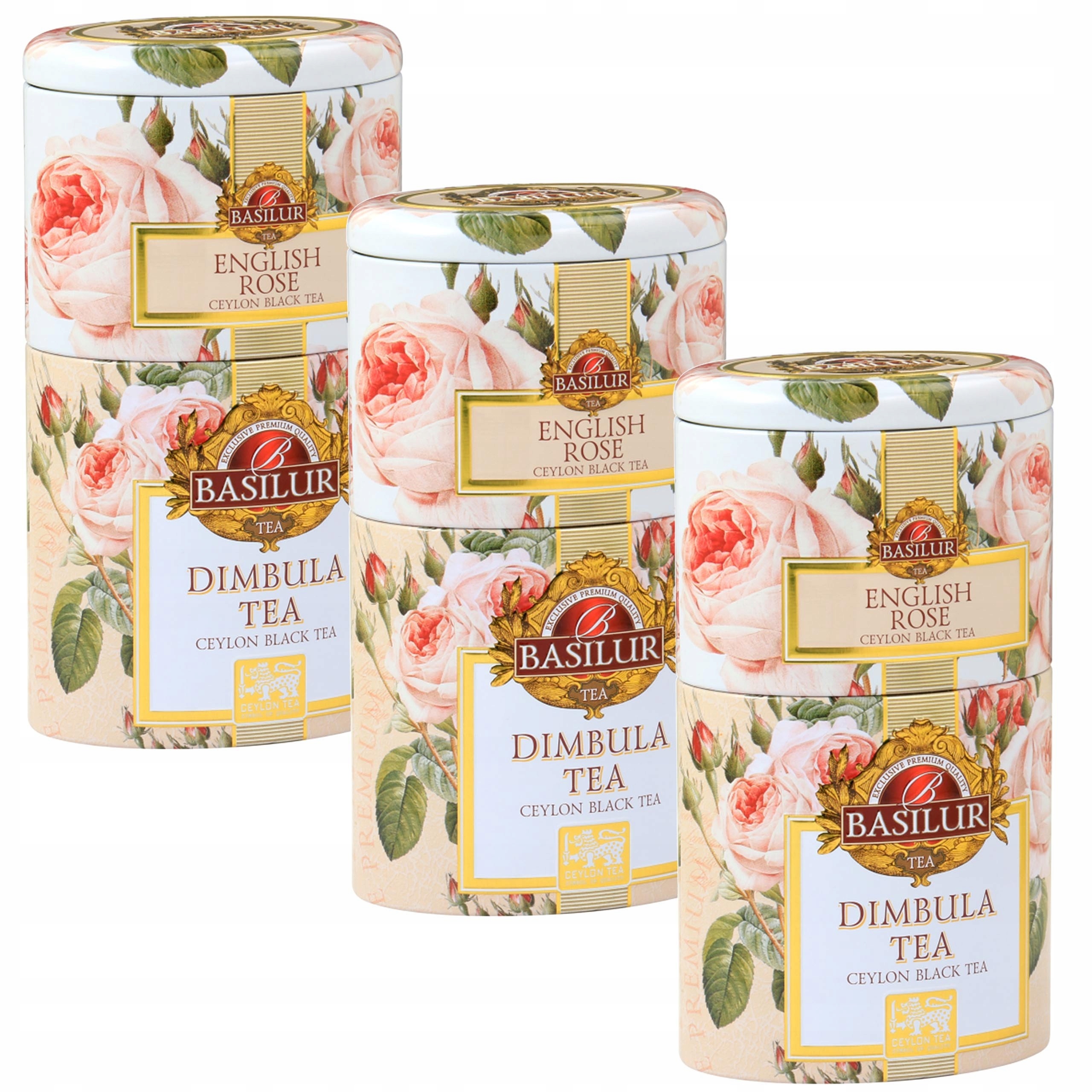 Levně English Rose & Dimbula 2 in 1 černý čaj v ozdobné plechovce, 100 g x 3