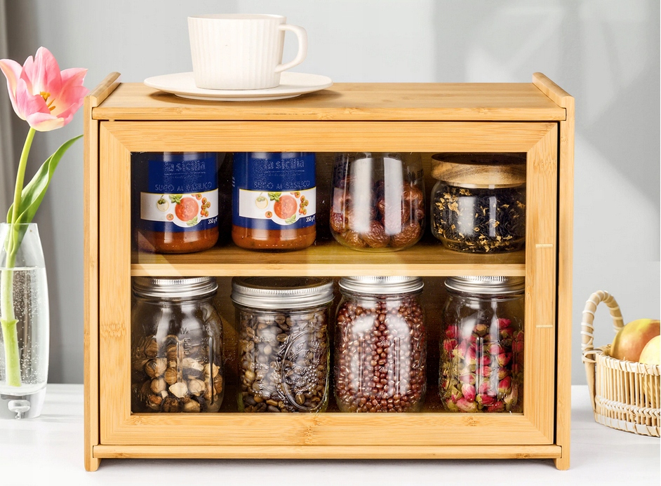 CHLEBAK BAMBUSOWY DREWNIANY POJEMNIK NA CHLEB BUŁKI PIECZYWO DUŻY Z PÓŁKĄ Rodzaj z deską