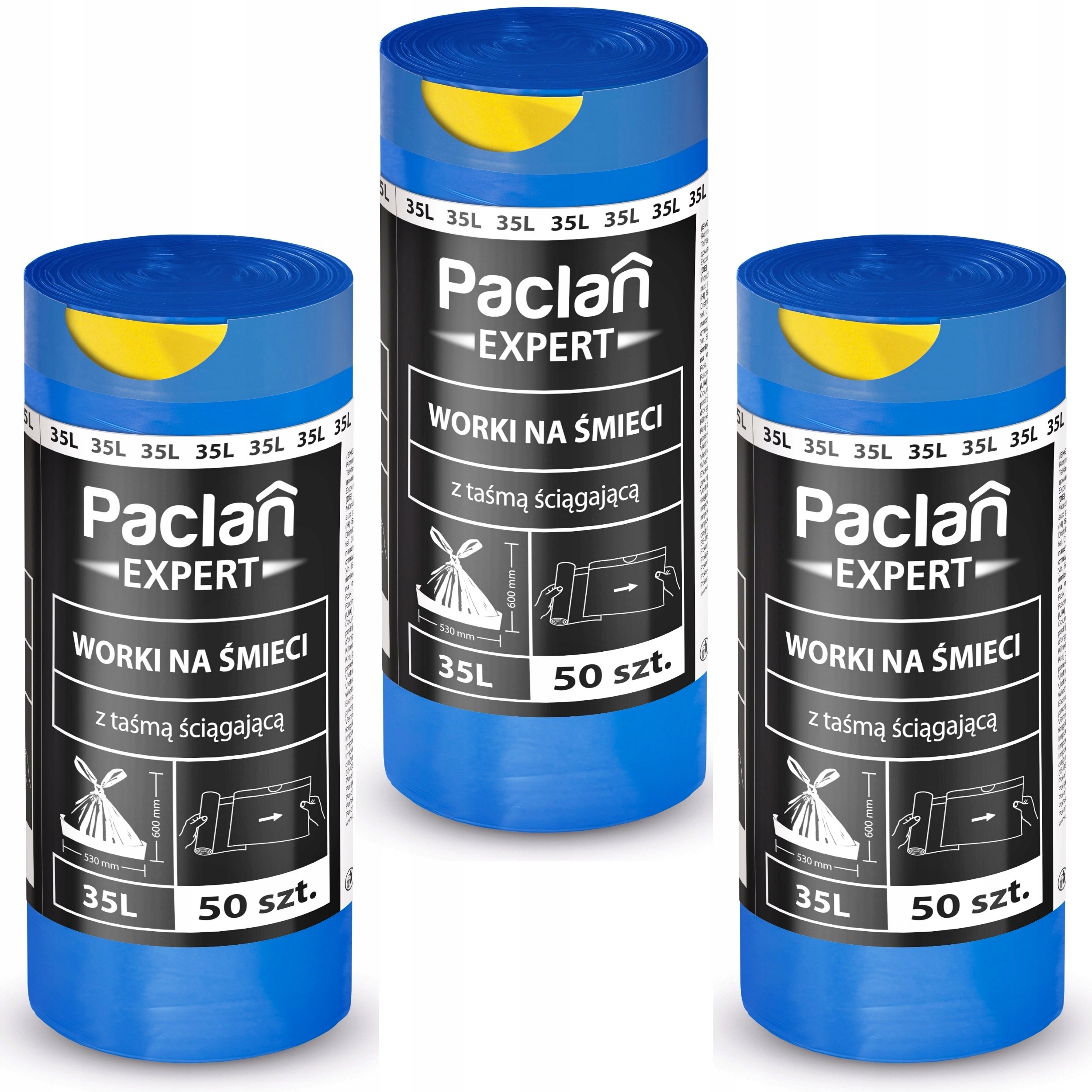 

Paclan Expert Worki na śmieci z taśmą 35 L 3 Rolki