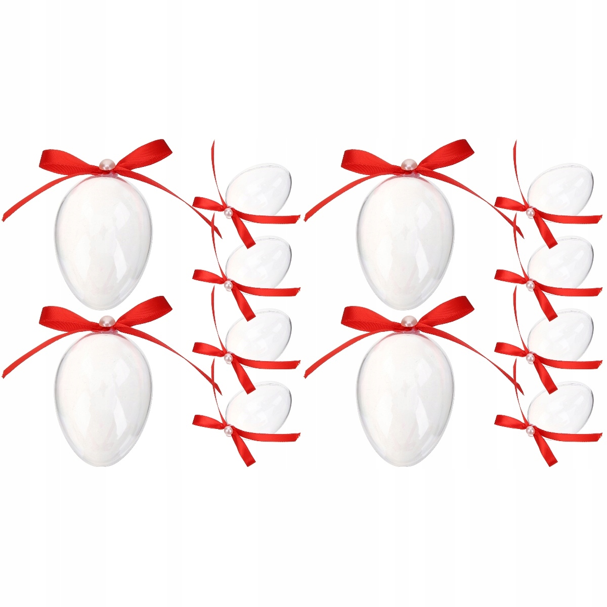 12 SZT. PRZEZROCZYSTYCH PUDEŁEK NA CUKIERKI W KSZTAŁCIE JAJKA