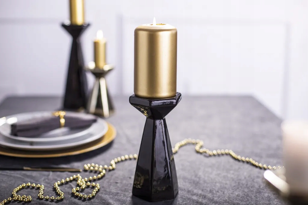 Czarne świeczniki na świeczkę pojedynczą i walec Altom Design Zestaw 2 szt Marka Altom Design