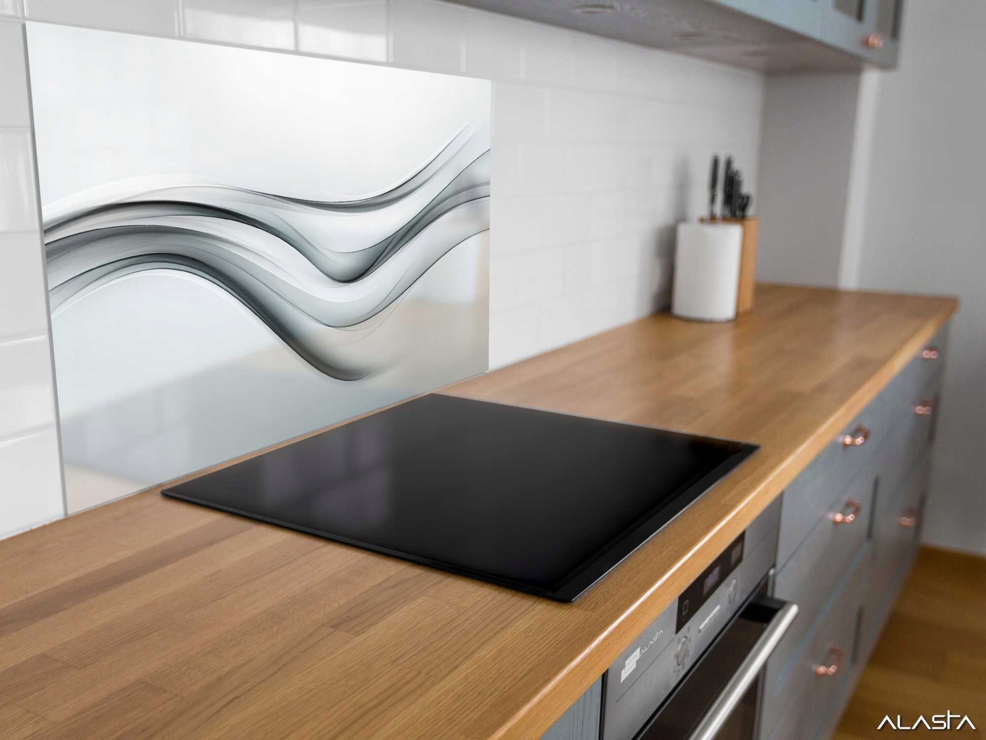 Panel szklany hartowany 80x60 Czarna fala + KLEJ Stan opakowania oryginalne