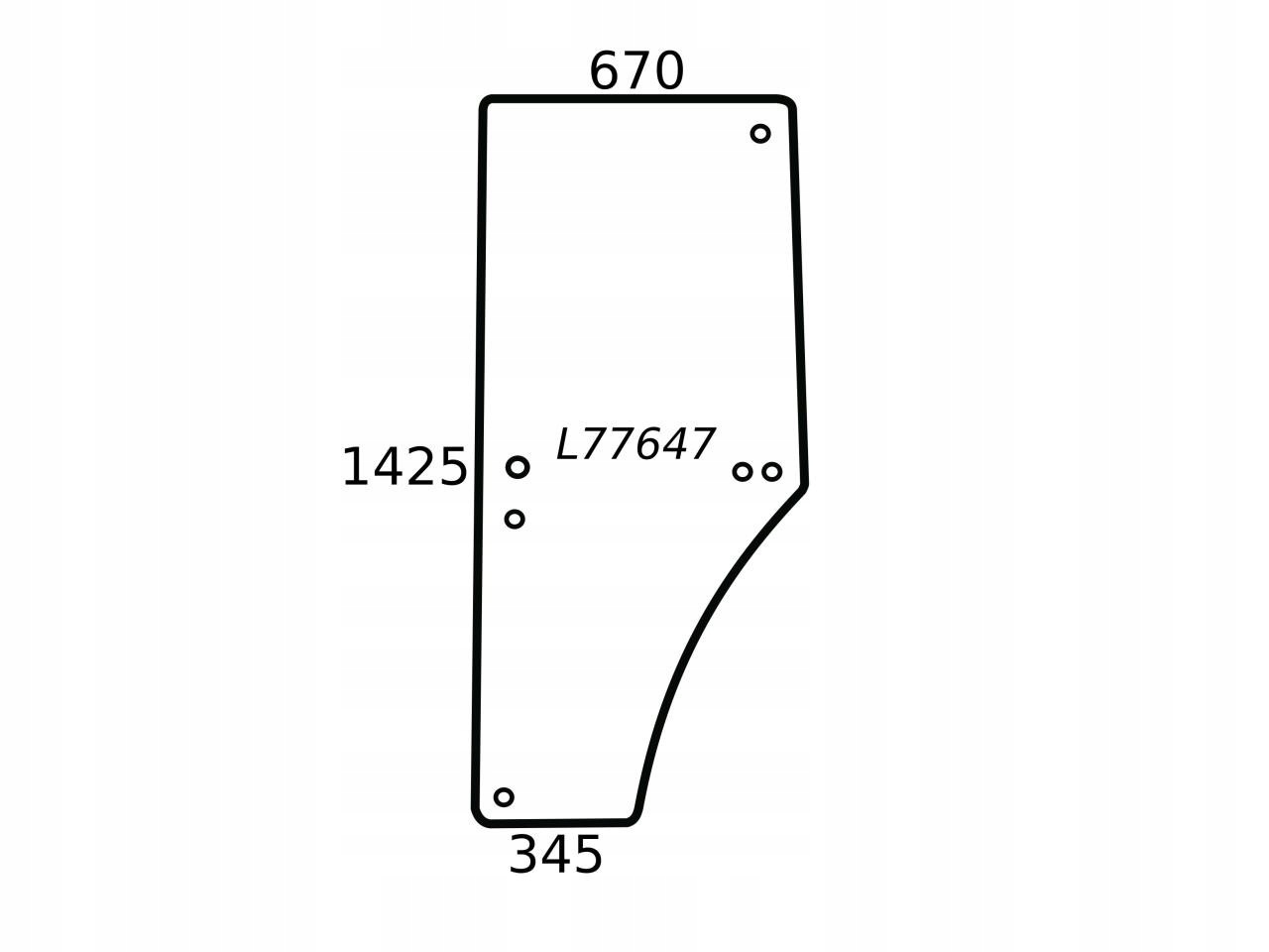 Стекло левой двери JOHN DEERE L77647 L169102
