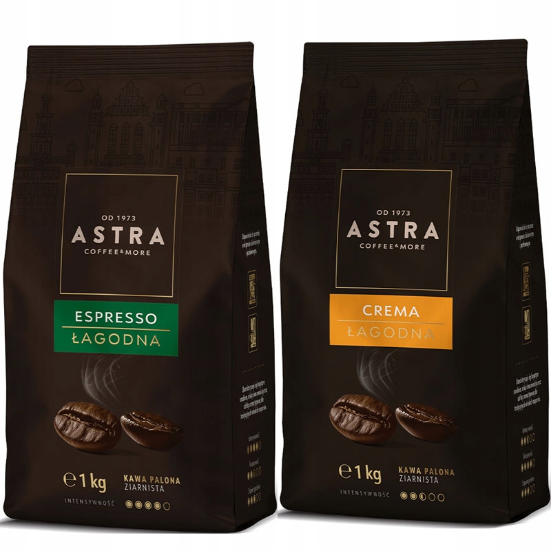 Astra Łagodna Espresso Crema Zestaw 2 x 1kg kawa ziarnista